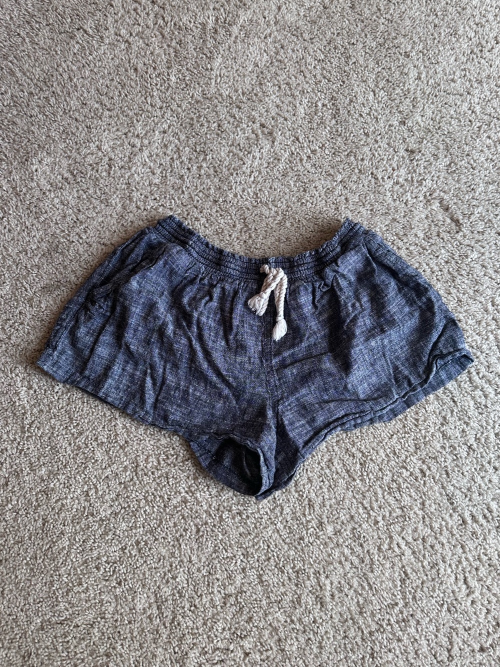 Linen Mossimo Supply Co. Gray Black  Drawstring Shorts XL Cotton Charcoal 2.5”